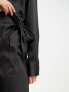 Фото #3 товара Pieces satin wrap tie side mini dress in black