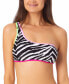 Фото #1 товара Купальник California Waves 296035 Juniors' Printed Asymmetric Bikini Top, M