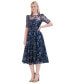 ფოტო #4 პროდუქტის Petite Boat-Neck Floral-Sequin Midi Dress