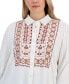 Фото #3 товара Plus Size Embroidered Long-Sleeve Shirt, Created for Macy's