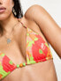 ASOS DESIGN triangle bikini top in bright retro floral print