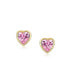 Фото #5 товара .25CT Tiny Cubic Zirconia Pink Bezel Heart CZ Stud Earrings For Women Simulated Pink Topaz Real 14K Gold Screw back