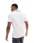 French Connection trophy tipped neck polo in white