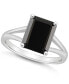 ფოტო #1 პროდუქტის Onyx Emerald-Cut Split Shank Polished Statement Ring in Sterling Silver