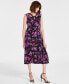 Women's Printed Twist-Neck Extended-Cap-Sleeve Dress Black/Cerise Multi, 4 - фото #5