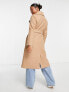 Forever New Petite formal wrap coat with tie belt in camel