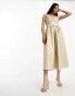 Фото #3 товара ASOS DESIGN Cotton structured prom midi dress with corset detail in stone