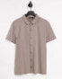 ASOS DESIGN button through jersey shirt in beige