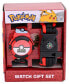 Kids Unisex Pokemon Poke Ball Black Silicone Strap Watch 38mm Set