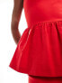 Vesper sweetheart neckline peplum midi dress in red