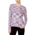 Фото #1 товара Kensie Women's Space Dyed Knit Crew Neck Sweater Pink Blue Multi M