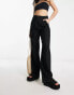 Фото #3 товара Stradivarius linen look wide leg trouser in black