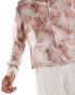 ASOS DESIGN boxy relaxed revere shirt with photographic floral print in neutral Бежевый, M - Chest 40 - фото #4