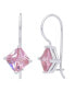 ფოტო #4 პროდუქტის Simulated Gemstone Square Lever Back Silver Plate Earrings