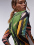 Фото #7 товара Topshop abstract art crinkle high neck long sleeve top in multi