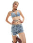 Фото #1 товара Noisy May festival denim bralette co-ord in medium wash