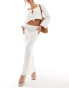 Фото #1 товара ASOS DESIGN Kayla mix and match long sleeve tie front beach top in white