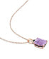 ფოტო #4 პროდუქტის Pink Amethyst (5-7 ct. t.w.) & Black Sapphire (1/4 ct. t.w.) Halo 18" Pendant Necklace in Rose-Plated Sterling Silver