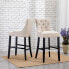 Фото #8 товара 29" Linen Tufted Buttons Upholstered Wingback Bar Stool (Set of 2)