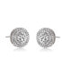 Cubic Zirconia Sterling Silver round Haloed Stud Earrings