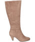 Фото #2 товара Women's Corinne Suede Inside Zip Wide Calf Tall Boots