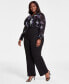 Plus Size Compression Pull-On Wide-Leg Trousers