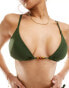 Public Desire triangle bikini top in dark green with beads