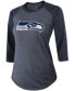 ფოტო #3 პროდუქტის Women's DK Metcalf College Navy Seattle Seahawks Team Player Name Number Tri-Blend Raglan 3/4 Sleeve T-shirt
