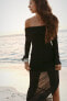 Фото #2 товара Платье миди с драпировкой и открытыми плечами ZARA