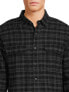 Фото #4 товара George Flannel Shirt Men's 3XL Black Plaid Cotton Stretch Classic Button-Up