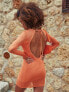 4th & Reckless X Amaka Hamelijnck tropic knitted mini summer dress in bright orange
