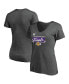 ფოტო #1 პროდუქტის Women's Heather Charcoal Los Angeles Lakers 2020 Western Conference Champions Locker Room Plus Size V-Neck T-Shirt