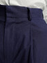 ASOS DESIGN smart tapered linen mix trousers in navy
