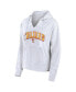 ფოტო #3 პროდუქტის Women's White/Gray USC Trojans Arch Logo Striped Notch Neck Pullover Hoodie