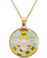 Enamel Landing Dove 18" Pendant Necklace in 14k Gold