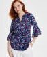 Women's Printed 3/4-Sleeve V-Neck Blouse