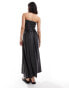 Фото #3 товара ASOS DESIGN bandeau shirred bodice with full skirt maxi dress in washed charcoal