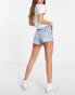 Фото #1 товара Bershka rip detail shorts in mid blue