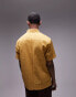 Topman short sleeve regular plain textured shirt in mustard