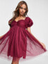 Фото #3 товара Anaya With Love mini puff sleeve dress in red plum - RED