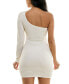 ფოტო #2 პროდუქტის Juniors' One-Shoulder Glitter-Knit Wrap-Skirt Bodycon Dress