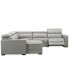 Фото #13 товара Nevio 124" 5-Pc. Leather Sectional with 1 Power Recliner, Headrests and Chaise, Created For Macy's