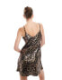 Miss Selfridge metallic swing mini slip dress in animal Metallic-Tiermuster, 38 - фото #3