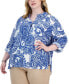 Фото #1 товара Plus Size Roll-Tab-Sleeve Button-Up Shirt