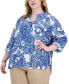 Plus Size Roll-Tab-Sleeve Button-Up Shirt