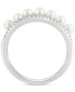 ფოტო #3 პროდუქტის EFFY® Freshwater Pearl (3mm) & Diamond (1/3 ct. t.w.) Multirow Ring in 14k White Gold