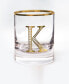 Фото #1 товара Стаканы для виски Qualia Glass monogram Rim and Letter K, набор из 4 шт.