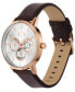 ფოტო #4 პროდუქტის Men's Multifunction Brown Leather Watch 42mm