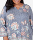 Plus Size Scottsdale Floral Border Split Neck Top