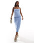 ASOS DESIGN denim midi cami dress with cut out back in bromo wash